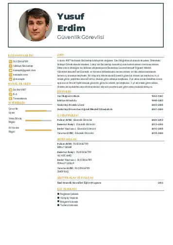 Güvenlik Görevlisi CV Örnekleri cv indir